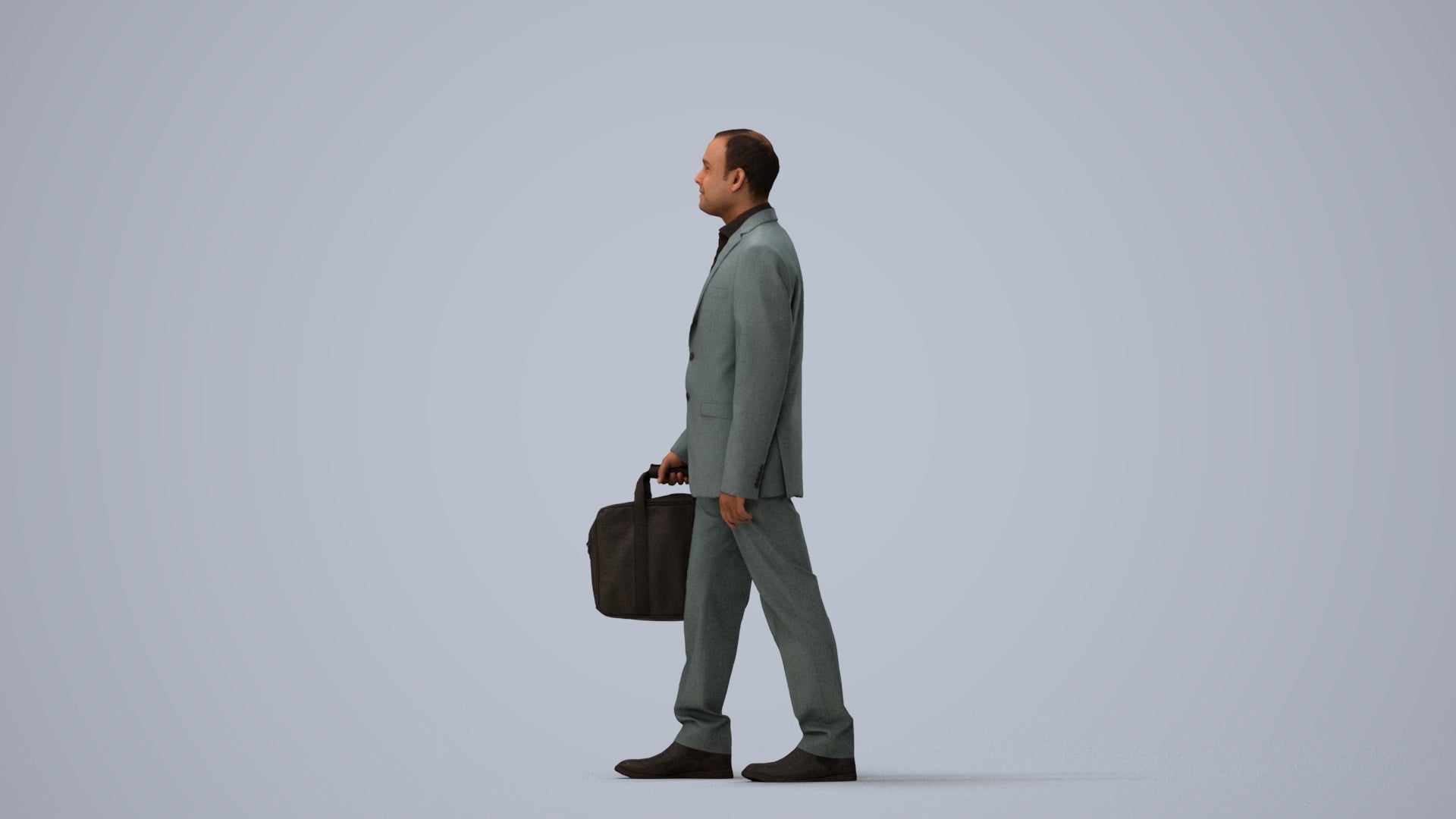 realistic 3D human man business, archviz people FBX OBJ for Blender, three-quarter view render