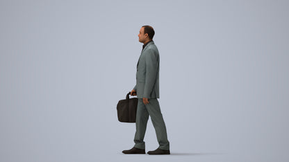 realistic 3D human man business, archviz people FBX OBJ for Blender, three-quarter view render