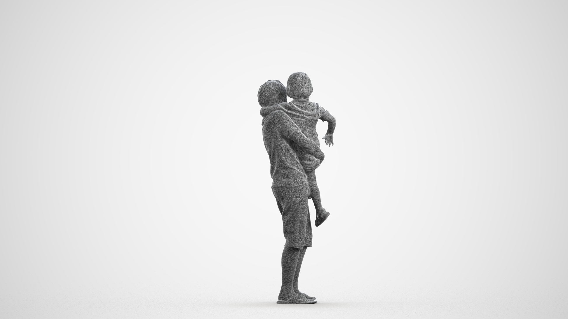 realistic 3D human boy casual kids, archviz people FBX OBJ for Blender, wireframe front view