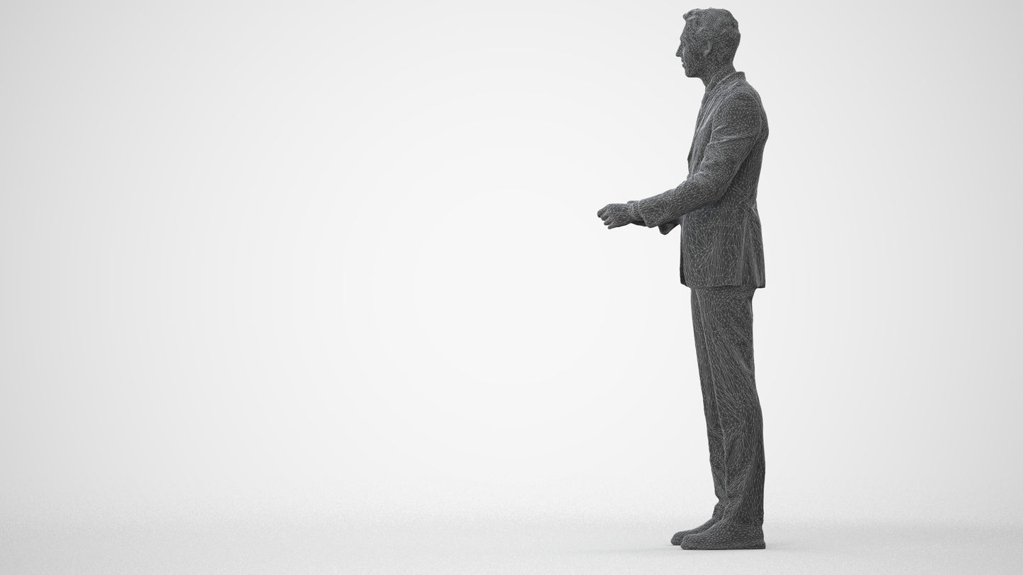 3D human model man business, photogrammetry scanned person for archviz, square thumbnail