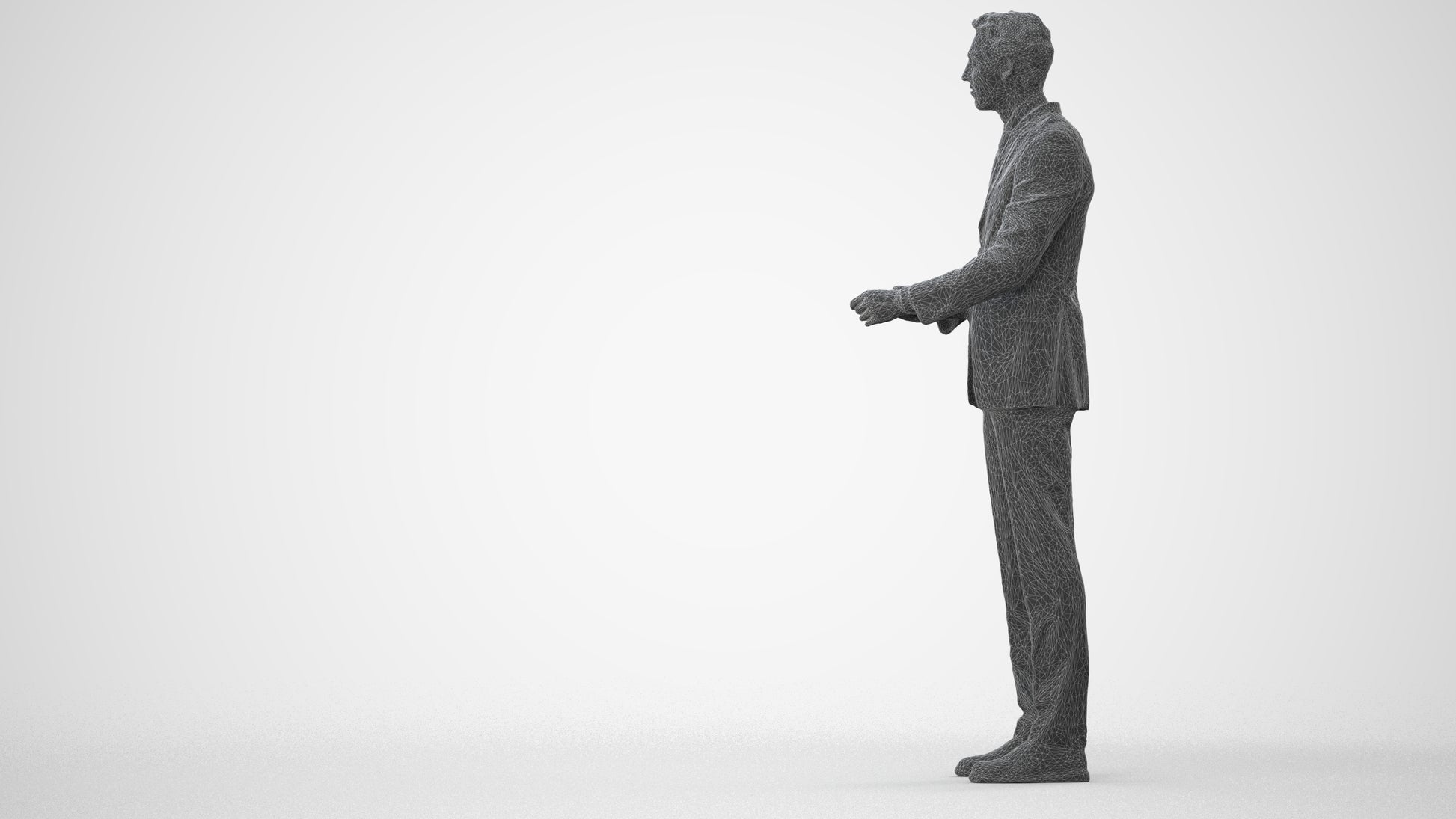 3D human model man business, photogrammetry scanned person for archviz, square thumbnail