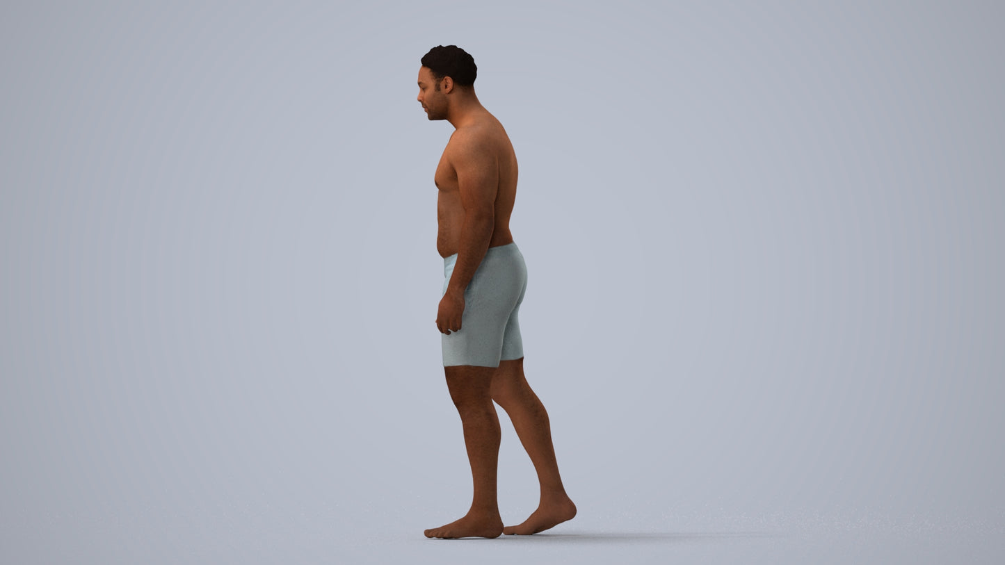3D scanned man pool, photorealistic archviz people for Enscape and SketchUp, three-quarter view render