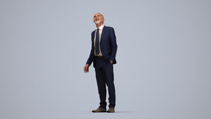 3D people model senior man business, scanned human for 3ds Max rendering, top-down view render