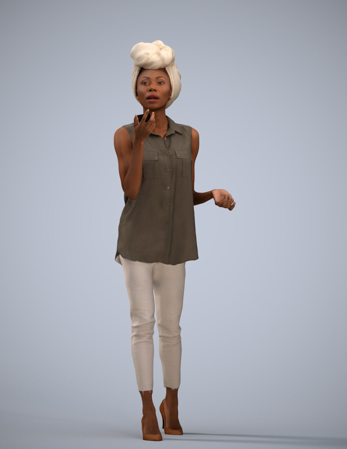 scanned 3D woman casual walking, photogrammetry people for Enscape and V-Ray