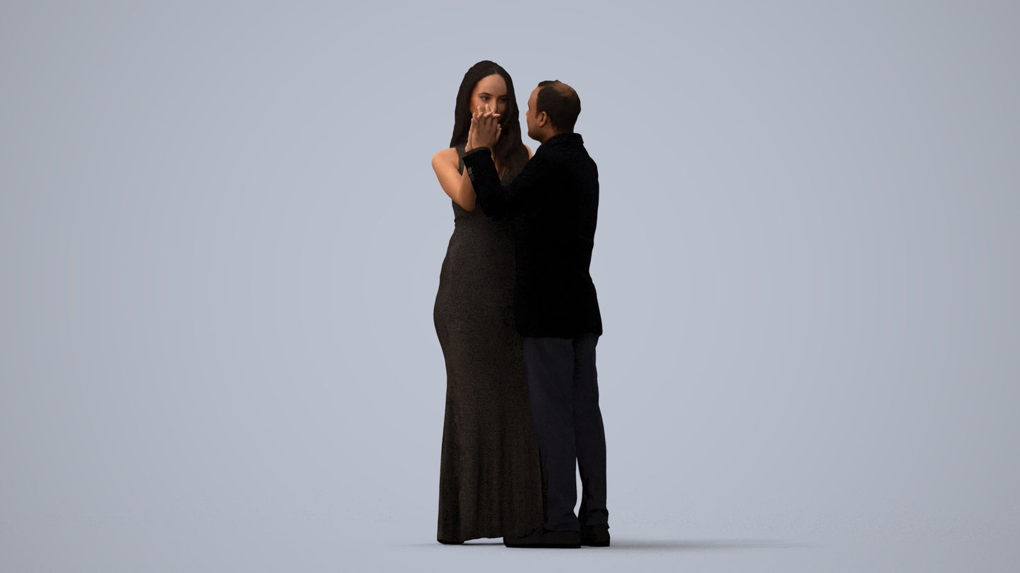 realistic 3D man formal dancing, scanned archviz people for Blender and 3ds Max, three-quarter view render