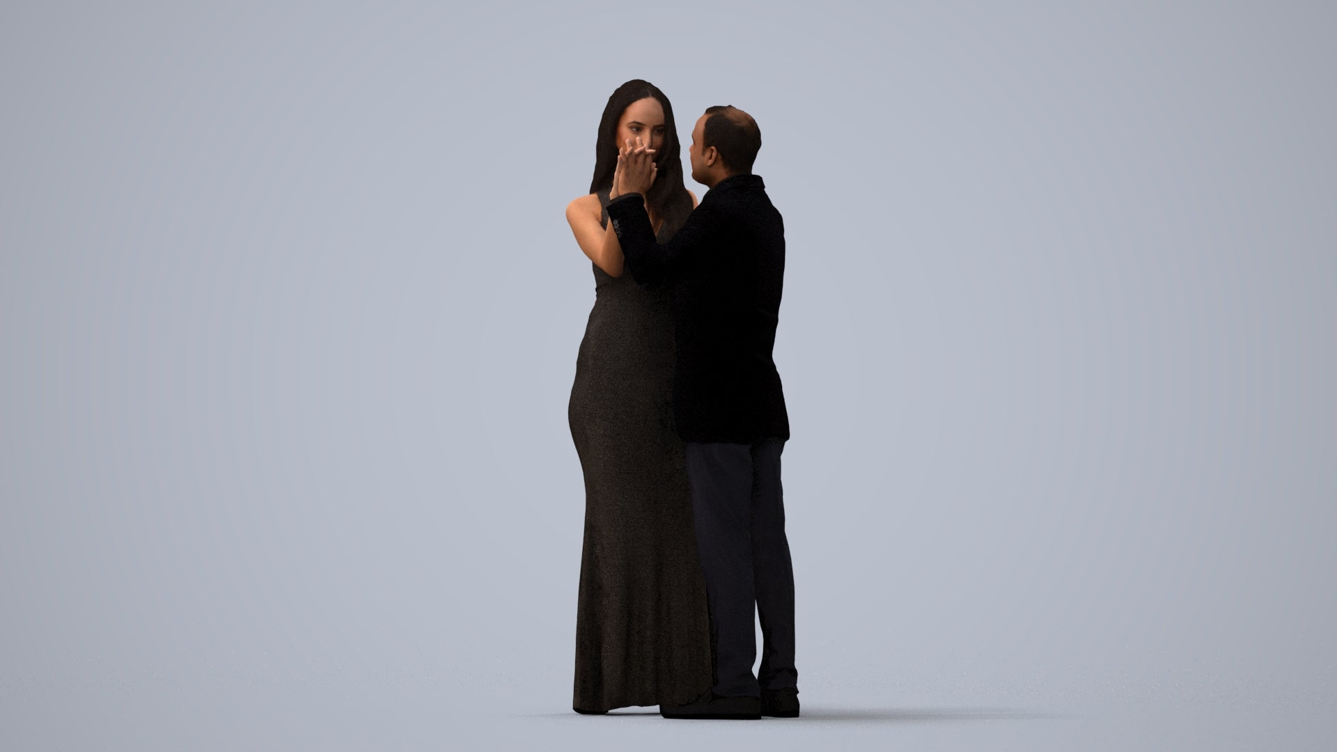 realistic 3D man formal dancing, scanned archviz people for Blender and 3ds Max, three-quarter view render