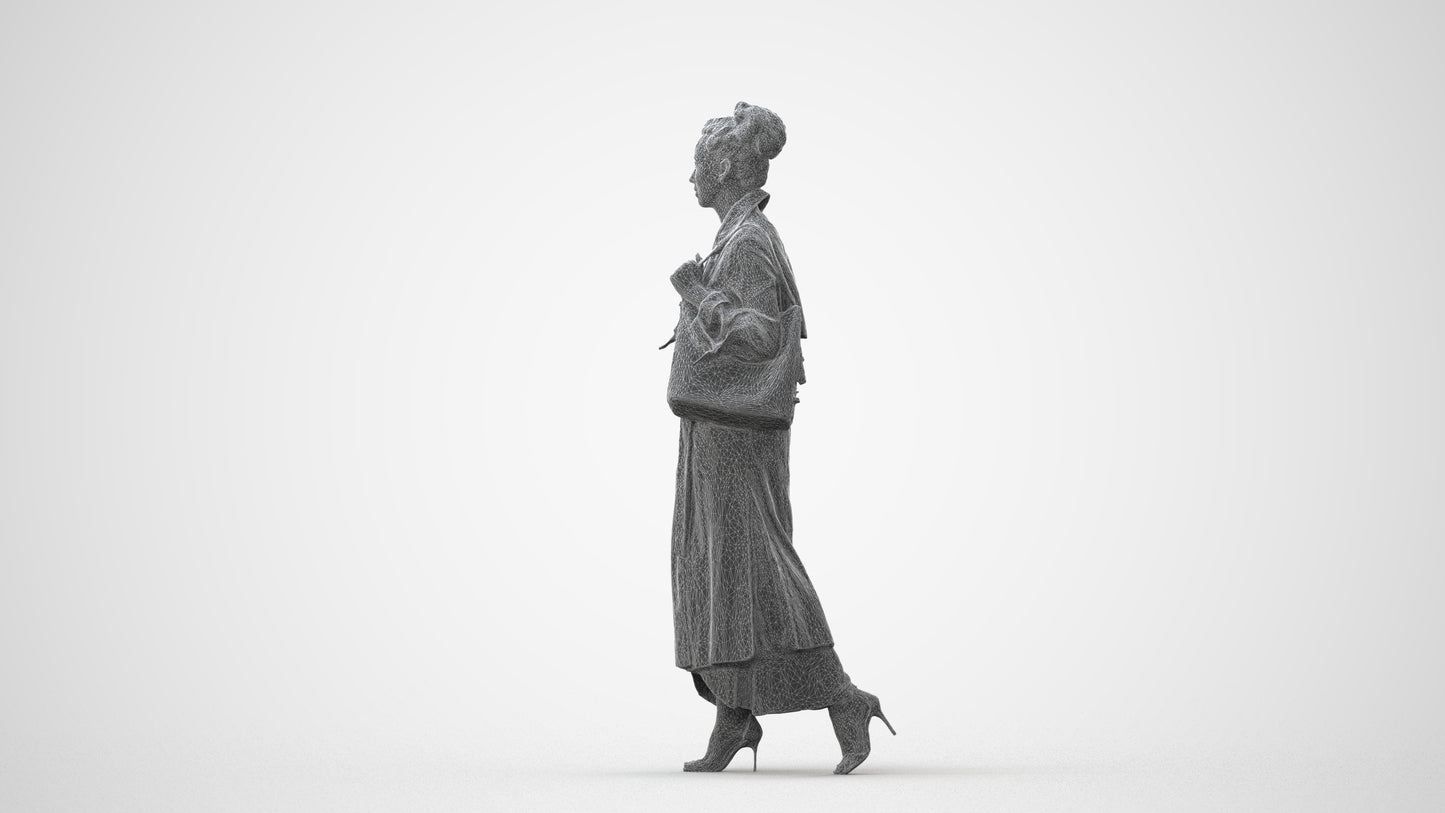 photogrammetry 3D woman casual walking, realistic human model archviz FBX, square thumbnail