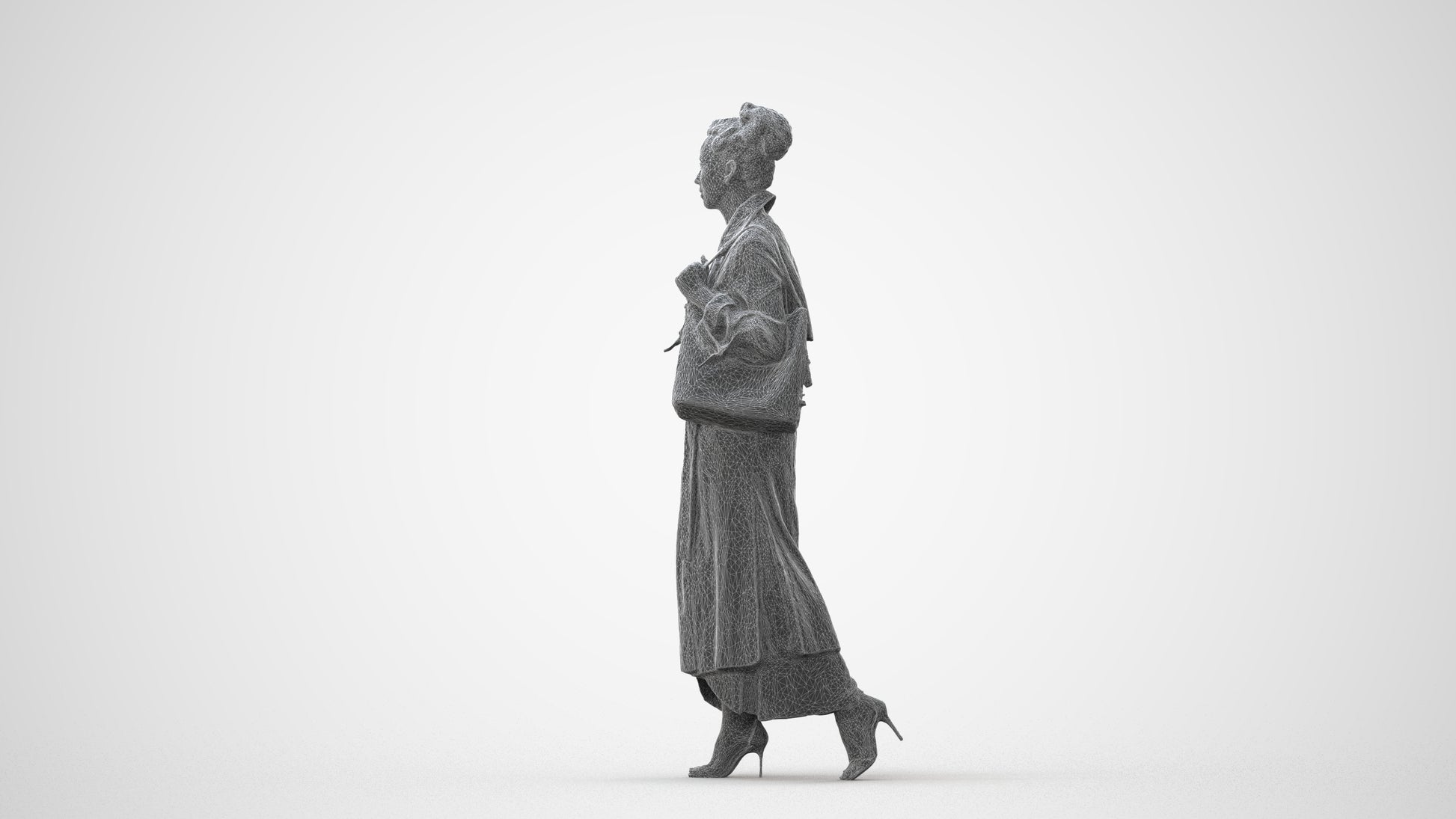 photogrammetry 3D woman casual walking, realistic human model archviz FBX, square thumbnail