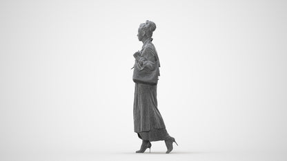 photogrammetry 3D woman casual walking, realistic human model archviz FBX, square thumbnail