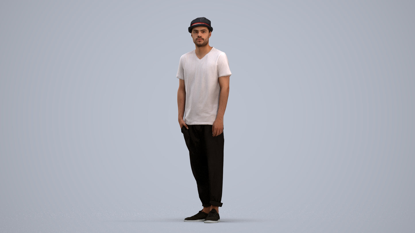 photogrammetry 3D man casual standing, realistic human model archviz FBX, standing pose render