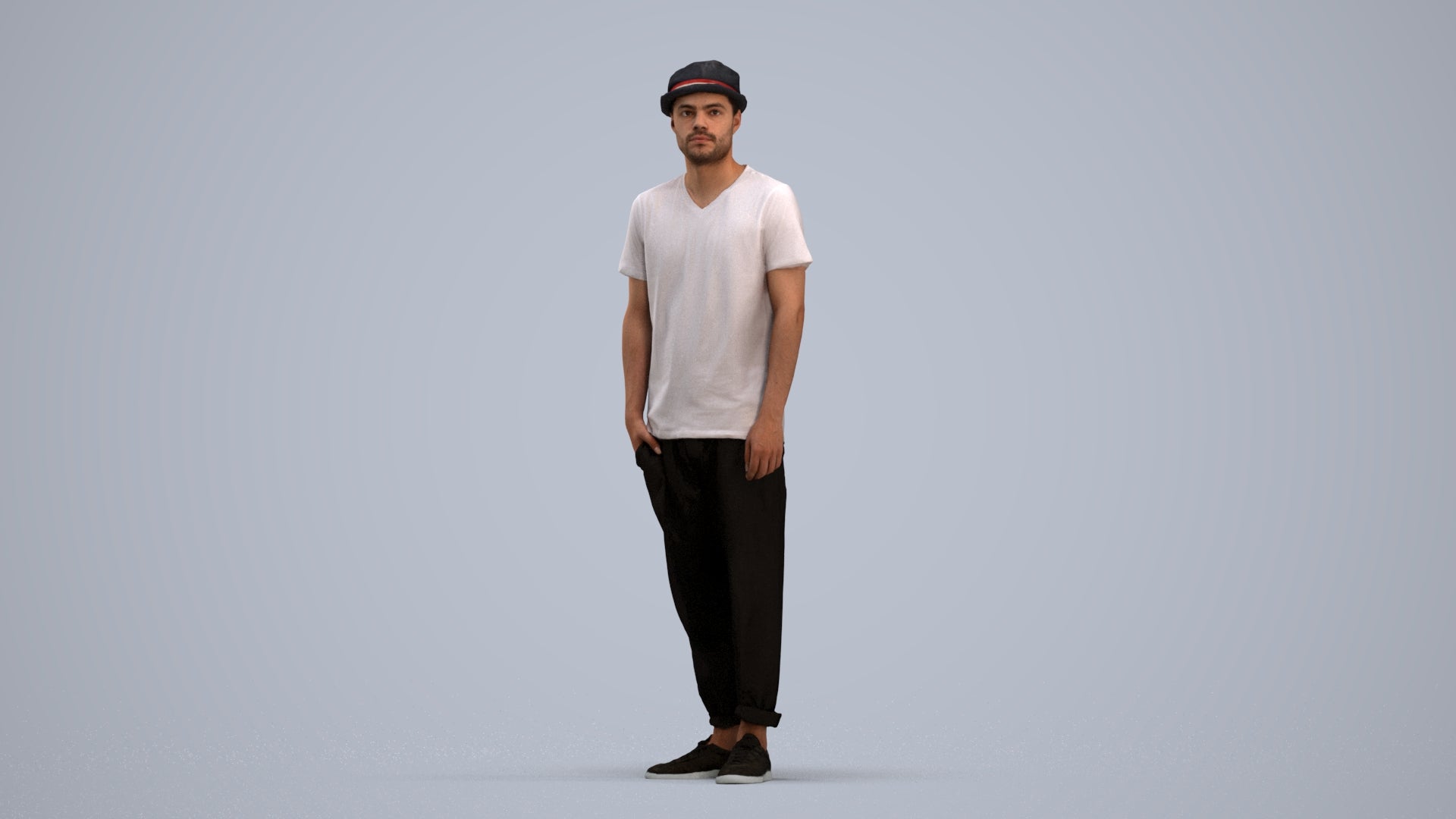 photogrammetry 3D man casual standing, realistic human model archviz FBX, standing pose render