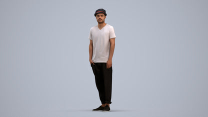 photogrammetry 3D man casual standing, realistic human model archviz FBX, standing pose render