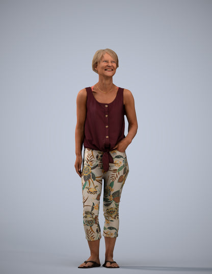 realistic 3D people senior woman standing, render-ready for V-Ray and Corona, FBX OBJ