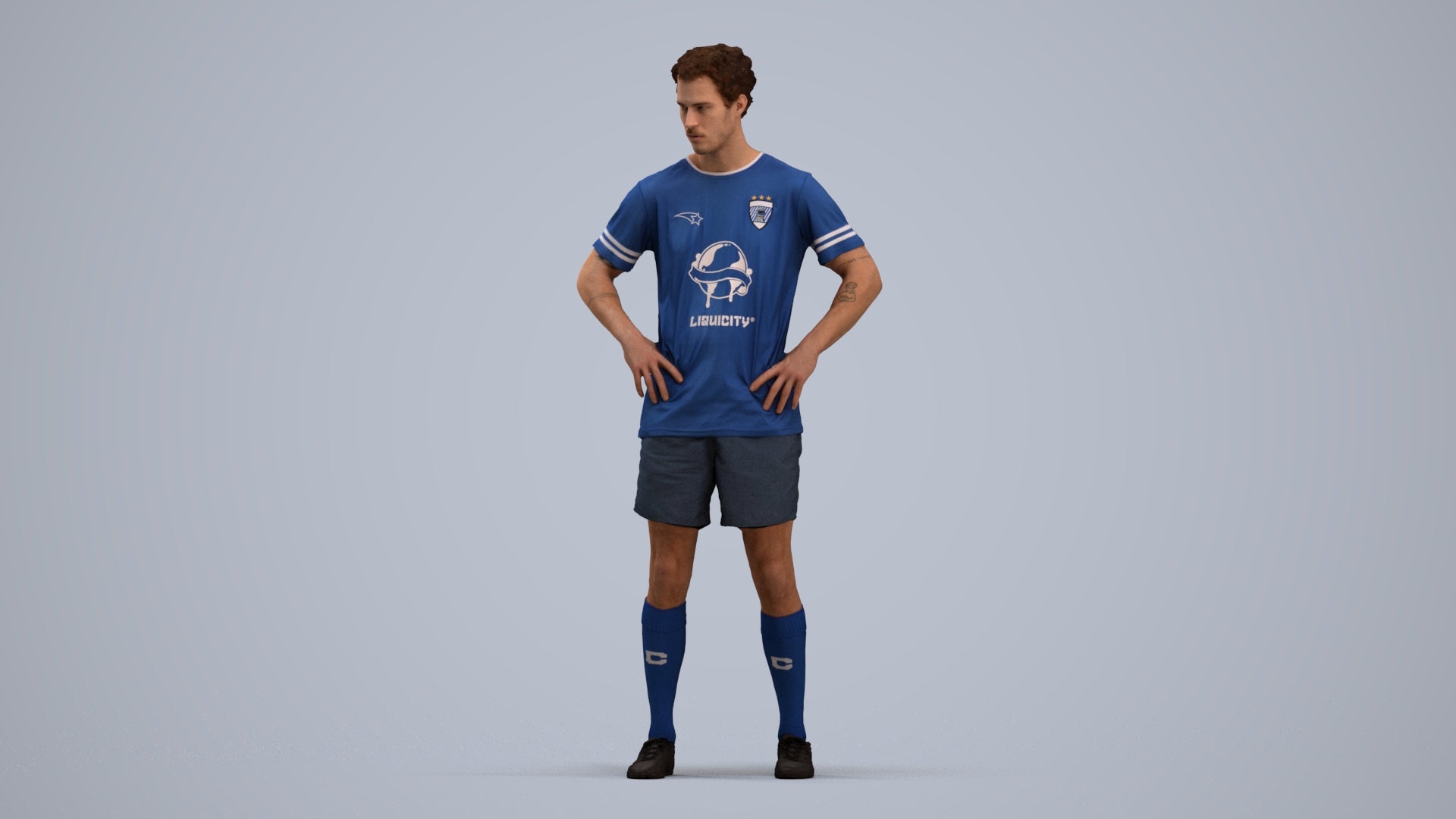 3D scanned man sport, photorealistic archviz people for Enscape and SketchUp, standing pose render