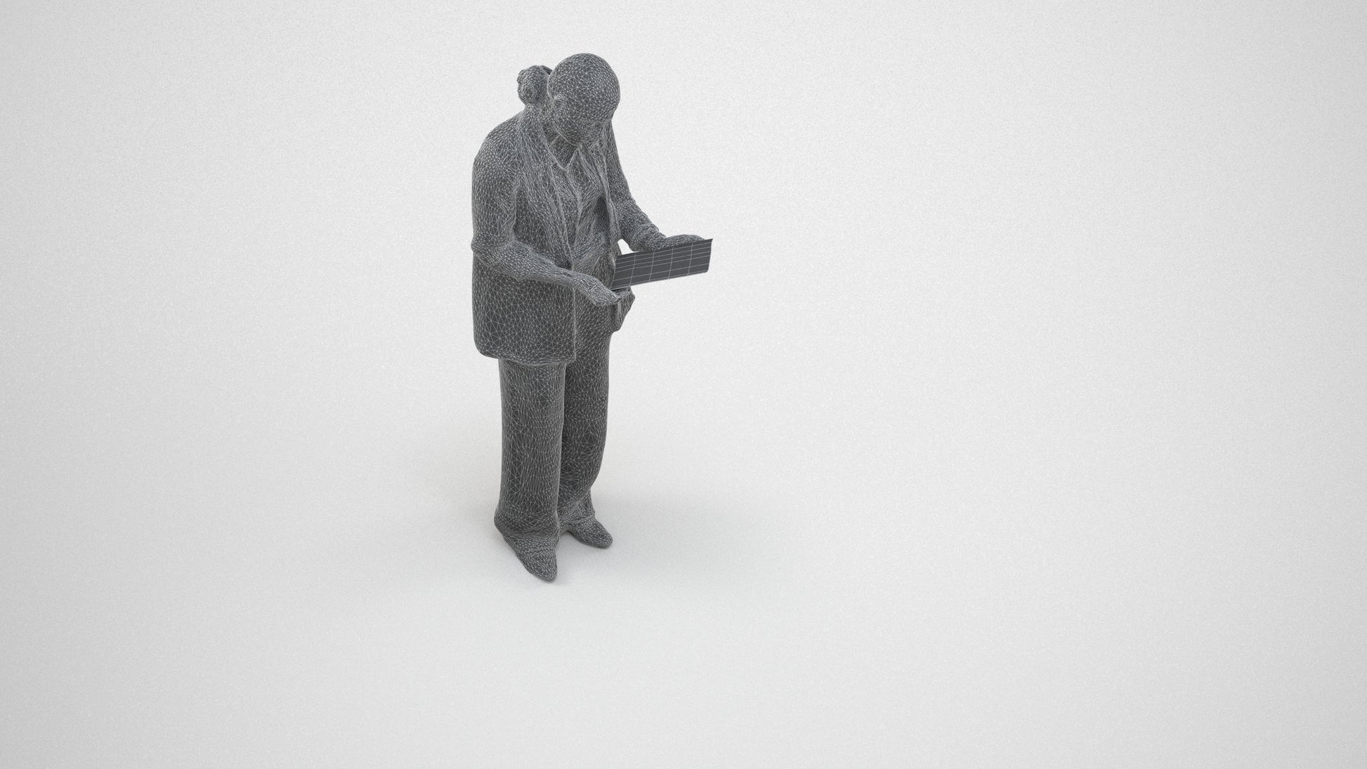 realistic 3D people woman business, render-ready for V-Ray and Corona, FBX OBJ, wireframe three-quarter view