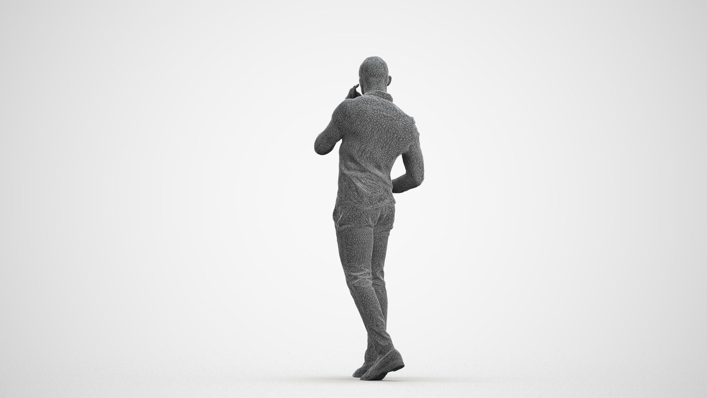 realistic 3D people man business walking, render-ready for V-Ray and Corona, FBX OBJ, wireframe front view