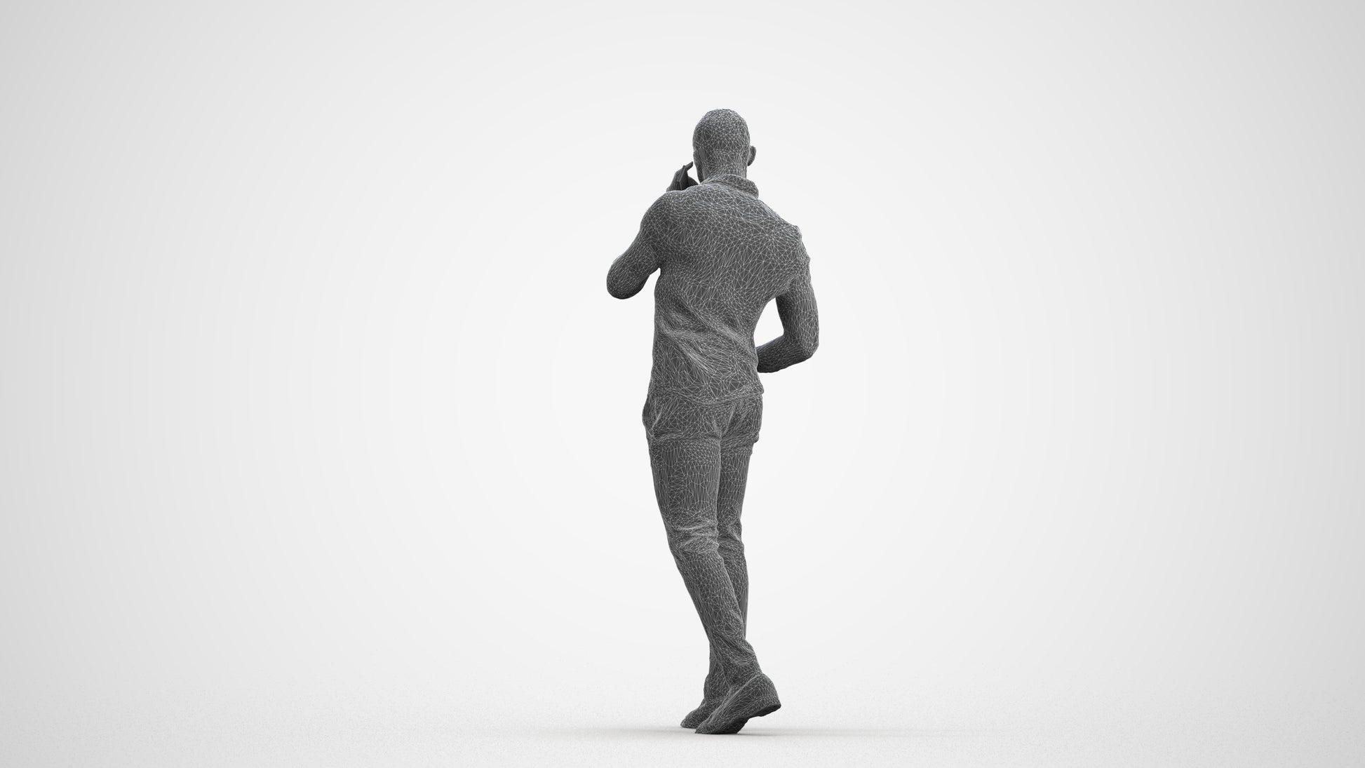 realistic 3D people man business walking, render-ready for V-Ray and Corona, FBX OBJ, wireframe front view