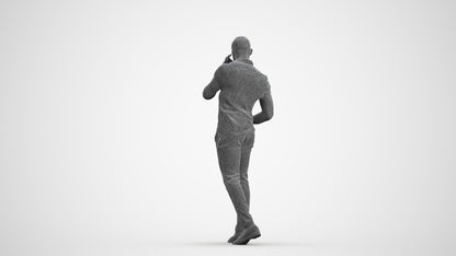 realistic 3D people man business walking, render-ready for V-Ray and Corona, FBX OBJ, wireframe front view