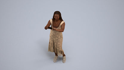 realistic 3D woman casual standing, scanned archviz people for Blender and 3ds Max, back view render