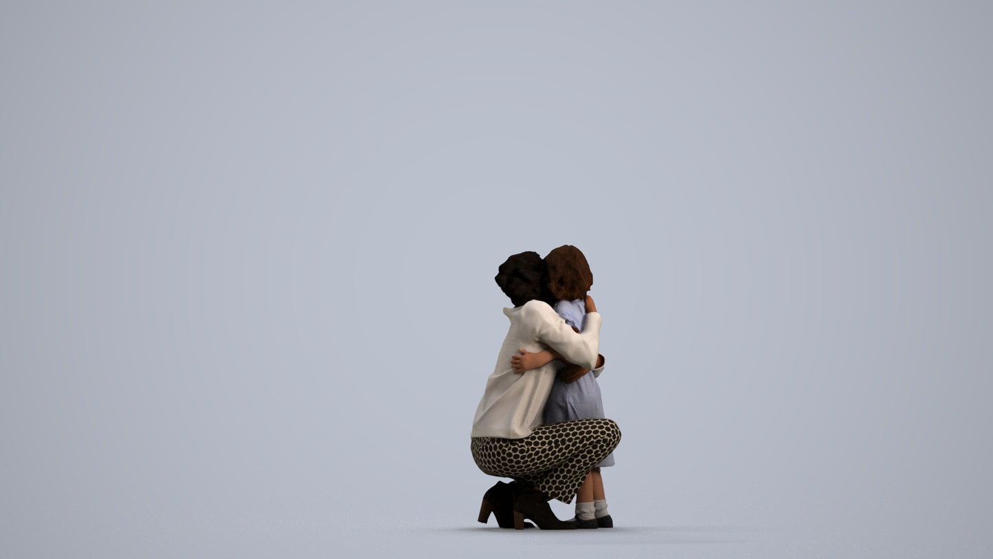 realistic 3D girl casual kids, scanned archviz people for Blender and 3ds Max, front view render