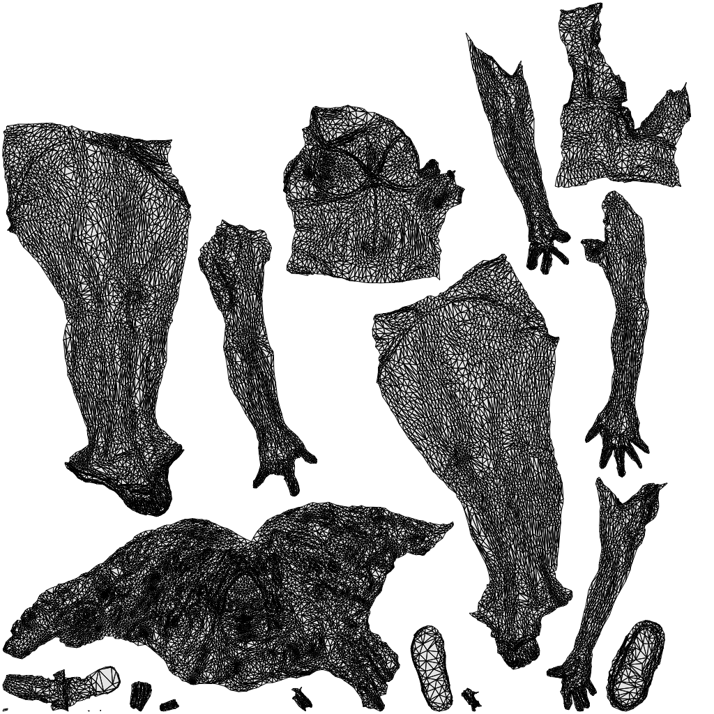 scanned 3D woman pool, photogrammetry people for Enscape and V-Ray, wireframe top-down view