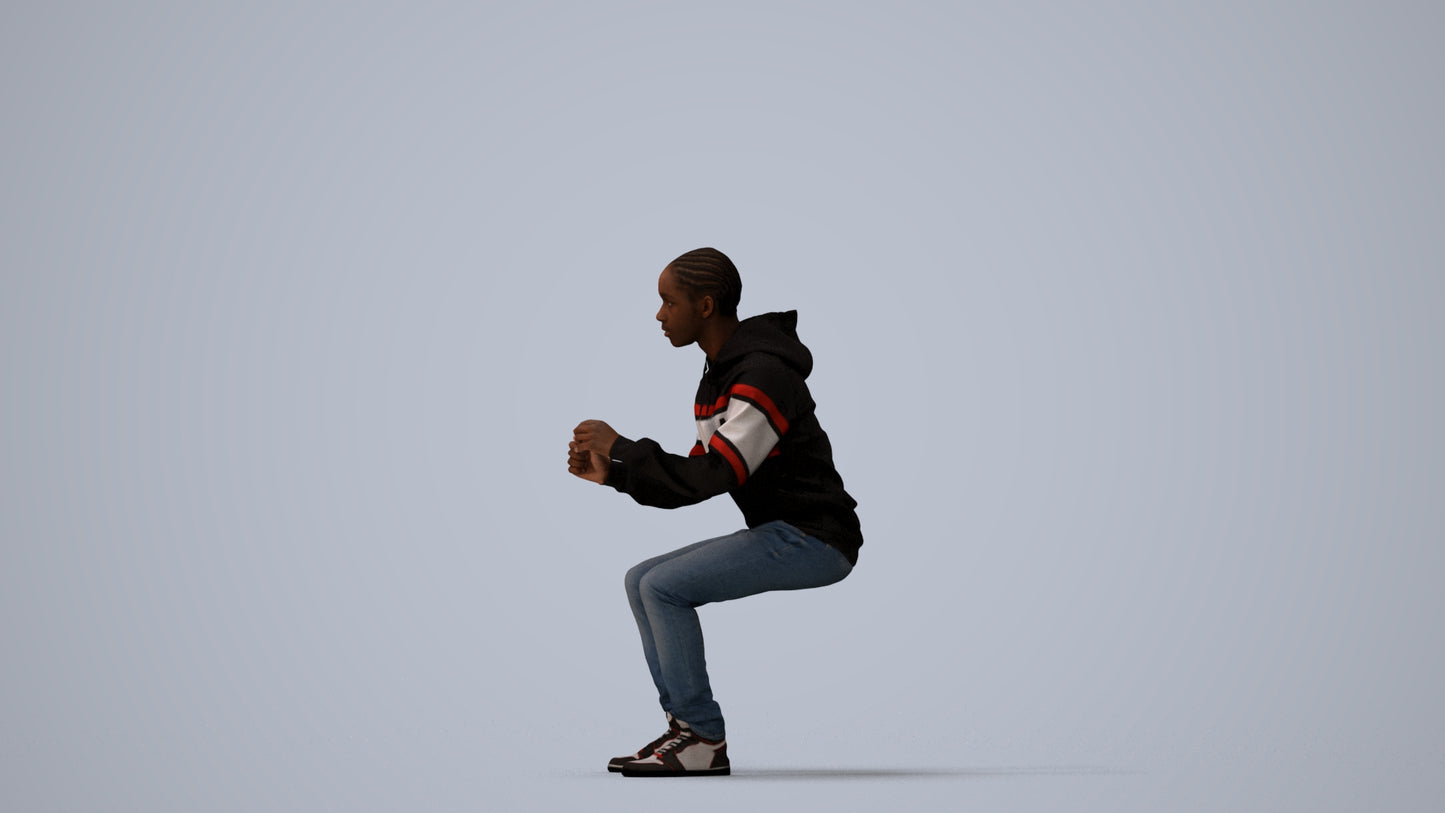 3D people model boy casual kids, scanned human for 3ds Max rendering, three-quarter view render