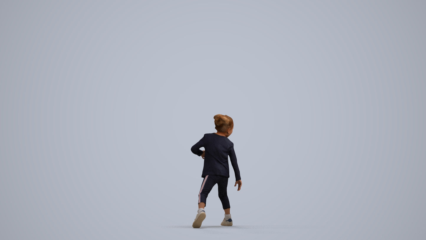 3D people model girl casual kids, scanned human for 3ds Max rendering, front view render