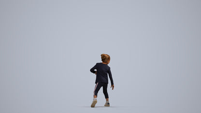 3D people model girl casual kids, scanned human for 3ds Max rendering, front view render