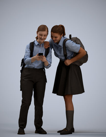 realistic 3D girl kids, scanned archviz people for Blender and 3ds Max