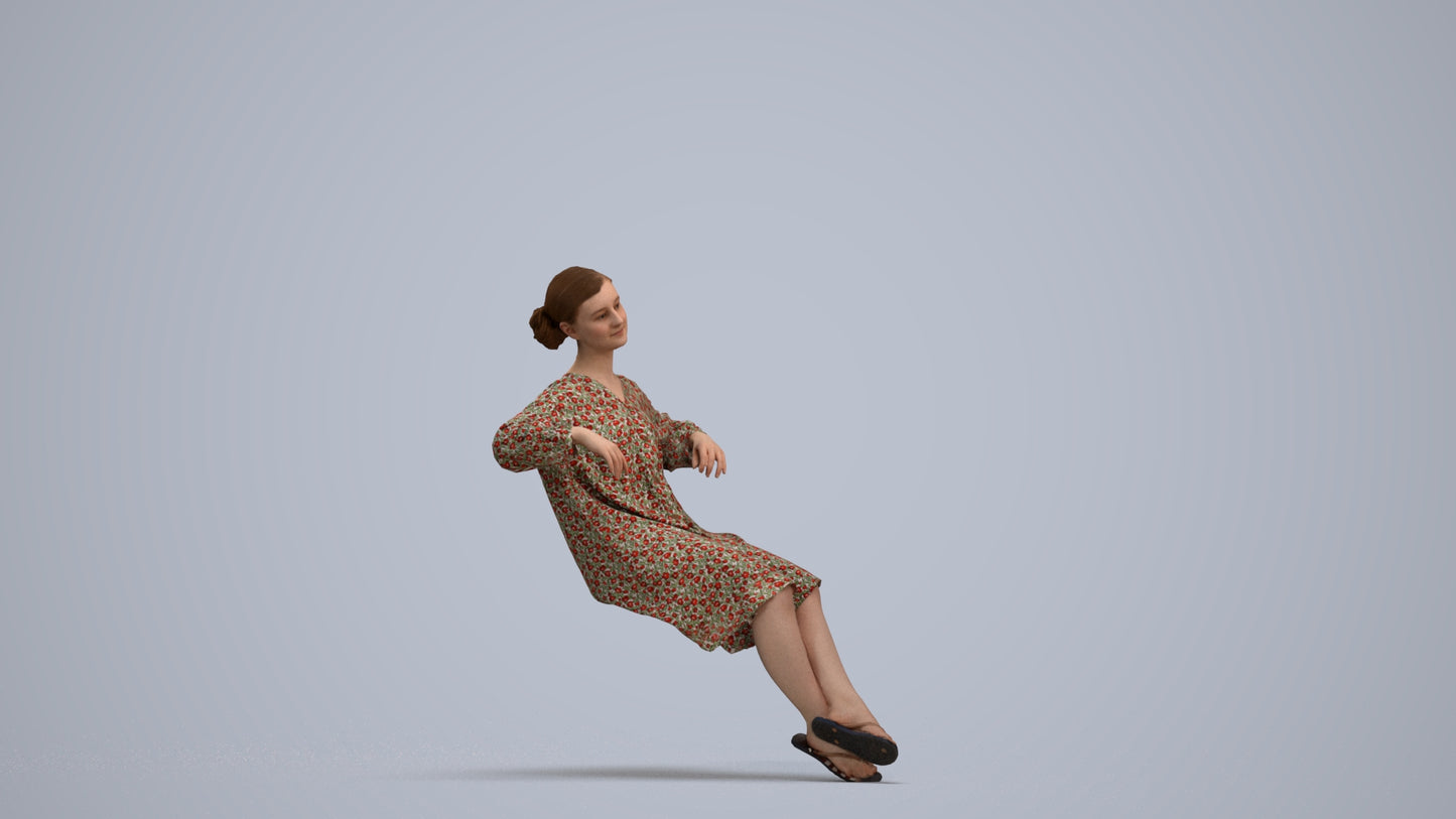 3D scanned girl kids casual, photorealistic archviz people for Enscape and SketchUp, standing pose render