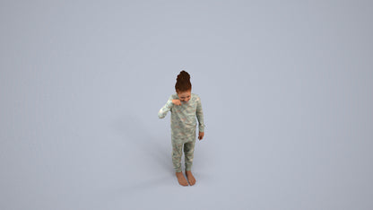 3D human model girl kids, photogrammetry scanned person for archviz, back view render