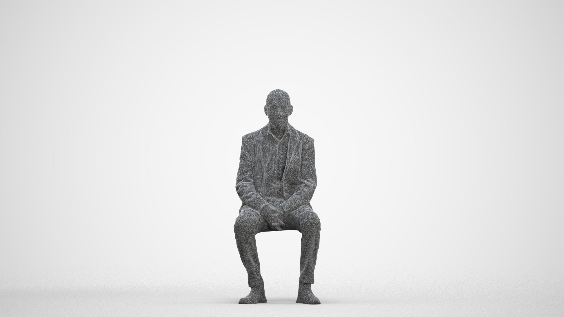 scanned 3D senior man business, photogrammetry people for Enscape and V-Ray, three-quarter front view render