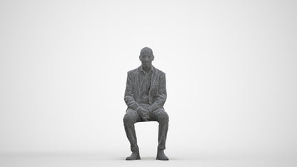 scanned 3D senior man business, photogrammetry people for Enscape and V-Ray, three-quarter front view render