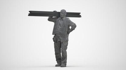3D scanned senior man walking, photorealistic archviz people for Enscape and SketchUp, three-quarter front view render