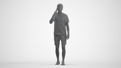 realistic 3D people man casual walking, render-ready for V-Ray and Corona, FBX OBJ, three-quarter front view render