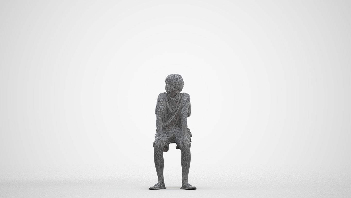 scanned 3D boy kids, photogrammetry people for Enscape and V-Ray, three-quarter front view render