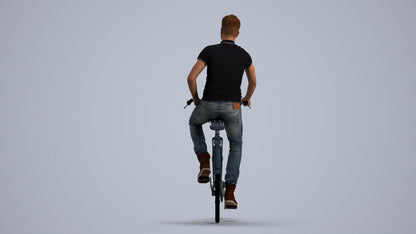 realistic 3D people man casual cycling, render-ready for V-Ray and Corona, FBX OBJ, front view render