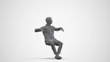 realistic 3D man casual sitting, scanned archviz people for Blender and 3ds Max, three-quarter front view render