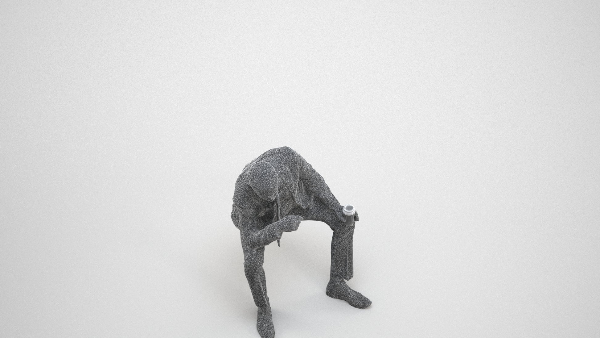 photogrammetry 3D senior man business, realistic human model archviz FBX, wireframe three-quarter view