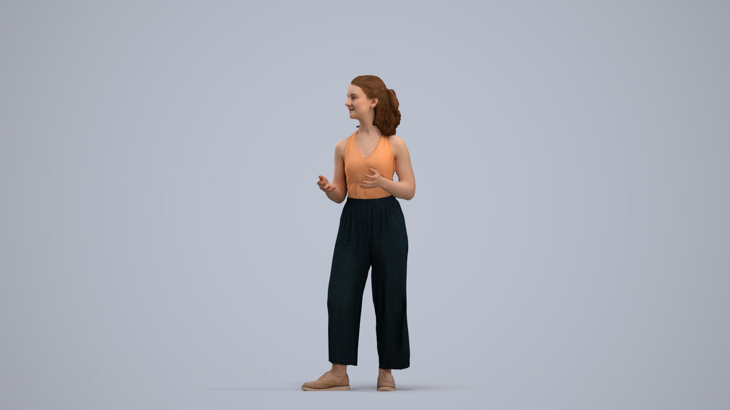 realistic 3D people girl casual kids, render-ready for V-Ray and Corona, FBX OBJ, standing pose render