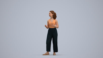 realistic 3D people girl casual kids, render-ready for V-Ray and Corona, FBX OBJ, standing pose render