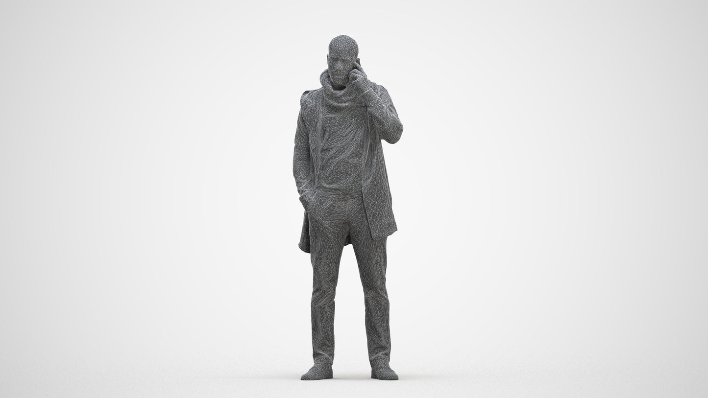 3D scanned man standing casual, photorealistic archviz people for Enscape and SketchUp, three-quarter front view render