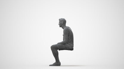 photogrammetry 3D man casual sitting, realistic human model archviz FBX, square thumbnail