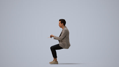 photogrammetry 3D man business, realistic human model archviz FBX, three-quarter view render