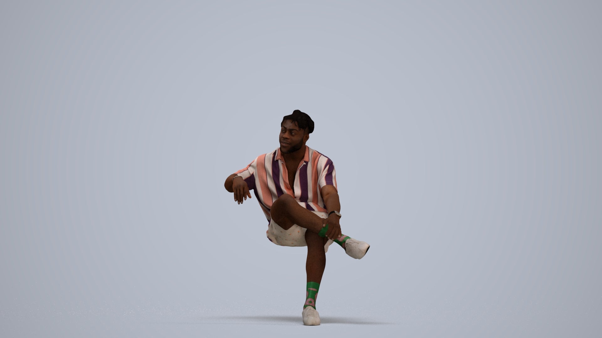 realistic 3D human man casual sitting, archviz people FBX OBJ for Blender, standing pose render
