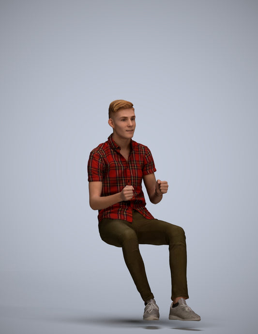 realistic 3D people man casual driving, render-ready for V-Ray and Corona, FBX OBJ