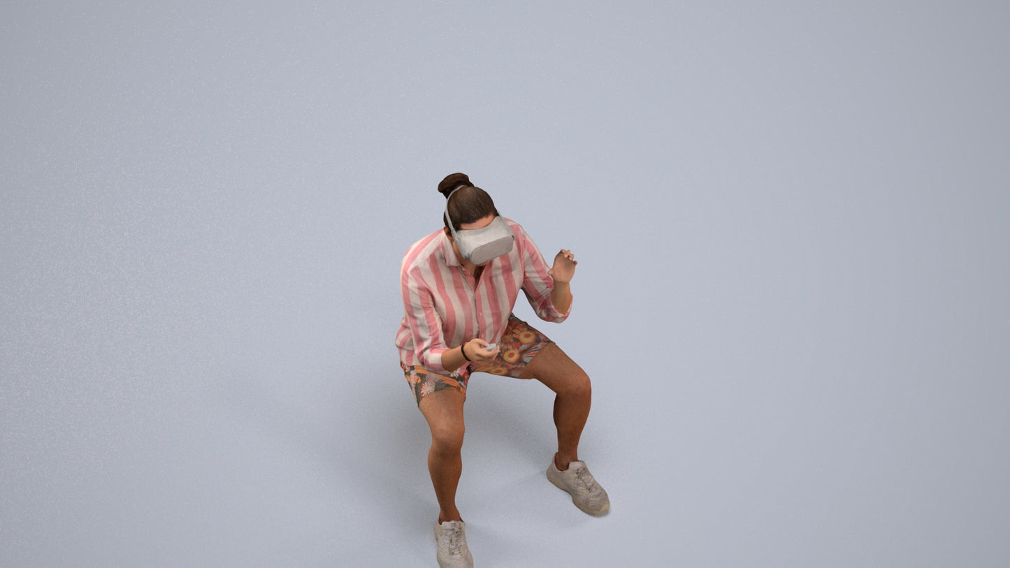 3D scanned man sitting casual, photorealistic archviz people for Enscape and SketchUp, back view render
