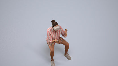 3D scanned man sitting casual, photorealistic archviz people for Enscape and SketchUp, back view render