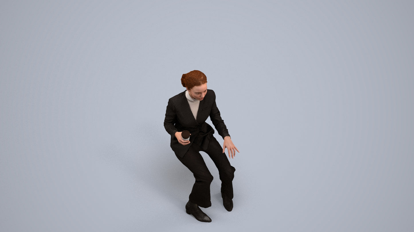 scanned 3D woman business, photogrammetry people for Enscape and V-Ray, back view render