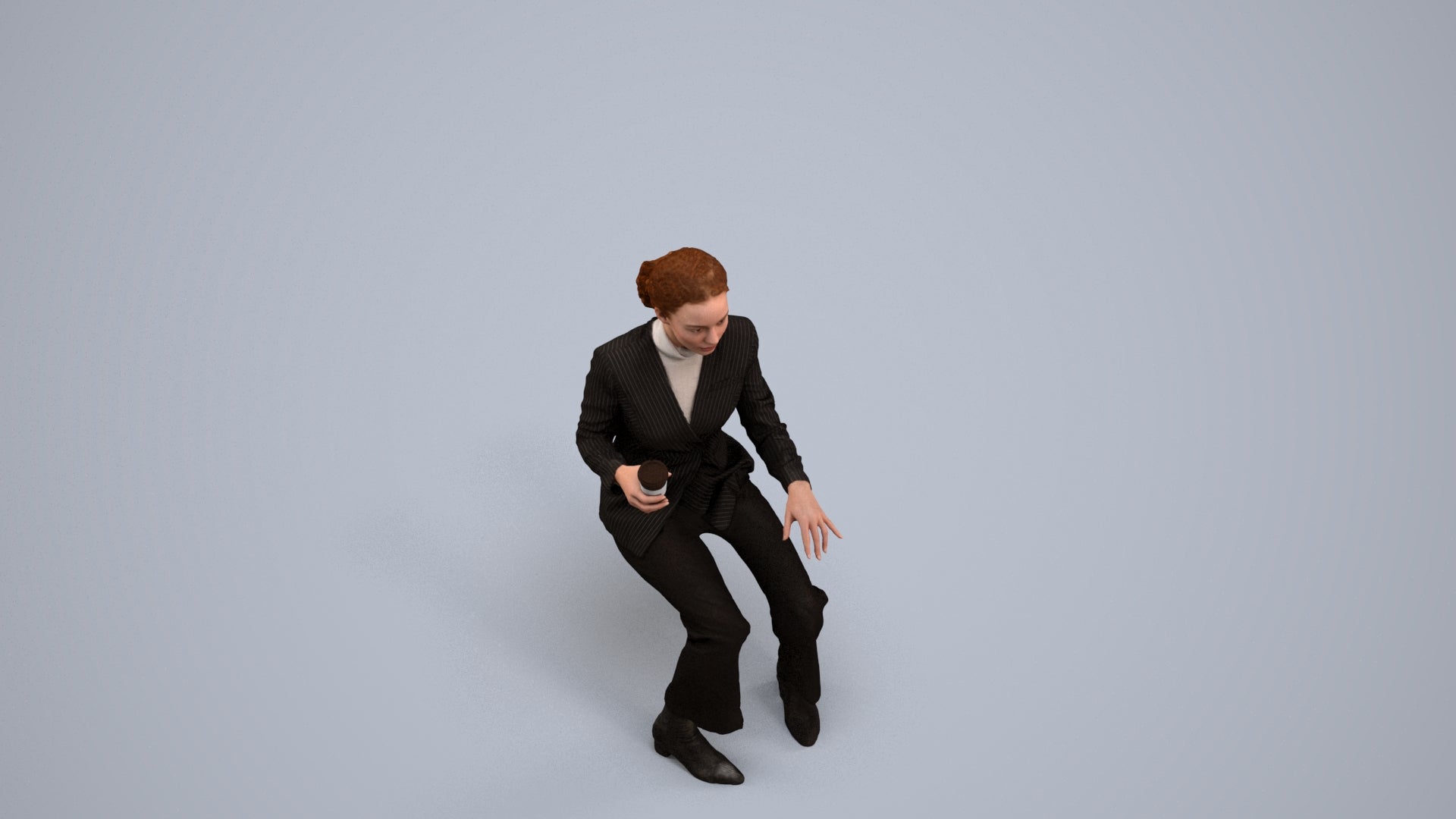 scanned 3D woman business, photogrammetry people for Enscape and V-Ray, back view render